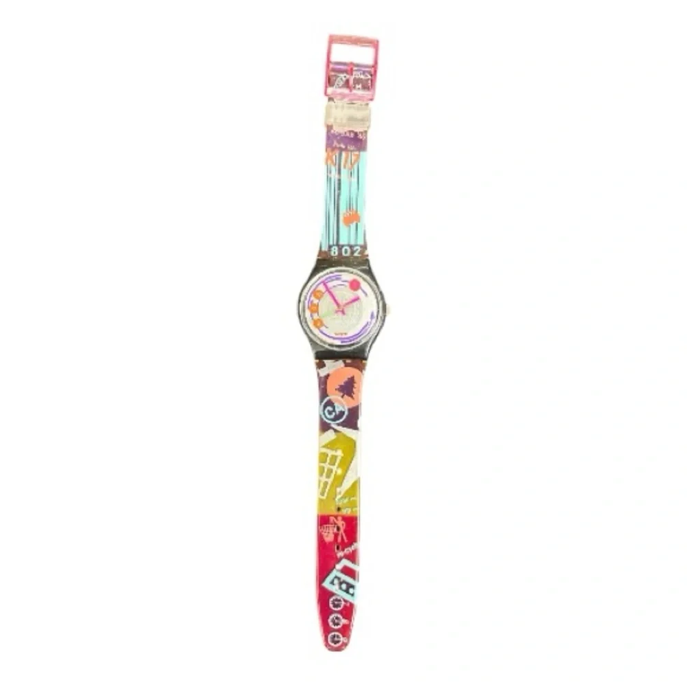 Vintage Swatch Men’s EAN Code Multicolor Graphic 1992 Watch Unisex Y2K